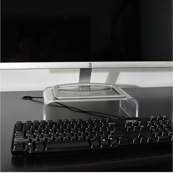Premium Acrylic Monitor Stand Clear 11.75” × 7.5” × 3.25” - Picture 6 of 6